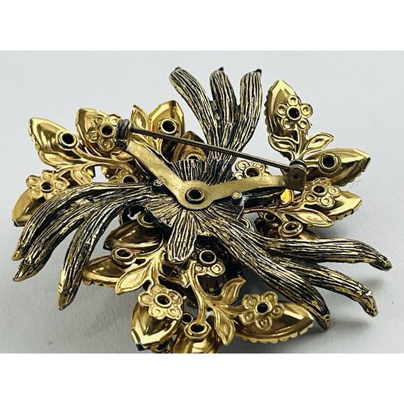 Vintage Unsigned Selro Selini Purple Rhinestone Brooch AB Flower Spray Lapel Pin - Picture 12 of 14